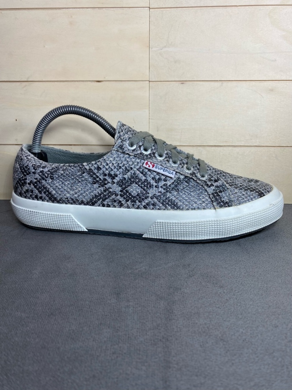 Superga Cotu Gray Snakeskin Sneakers Women's Size 9.5 Shoes Casual S0080C0